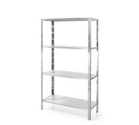 HENDI Estantería de almacenamiento, estante de cocina, 4 niveles, atornillado, con patas ajustables en altura, máx. 70 kg por estante, para auto montaje, 1000x400x(H)1800 mm, acero inoxidable