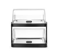 HENDI Expositor buffet frío UNIQ 2 pisos, Negro | Base y cubiertas deslizantes roll-top de ABS, bandejas de acero inoxidable, acumuladores de frío, 480x355x(H)480mm