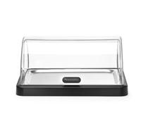 HENDI Expositor refrigerado con cubierta deslizante roll-top, conjunto exhibidor de alimentos con bandeja de acero inoxidable y 2 bloques refrigerantes, 440x320x(H)205mm, negro, ABS, SAN