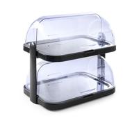 HENDI Vitrina expositora refrigerada, mostrador de Buffet, conjunto exhibidor climatizado de 2 pisos con cubiertas deslizantes, bloques refrigerantes, 2 bandejas, 440x320x(h)440 mm, ABS,SAN,acero inox