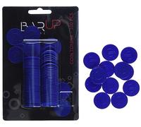 HENDI Fichas plásticas grabadas con símbolo del euro, BarUp, reutilizables, fichas monedas para pagos alternativos y vales de consumición en bares, restaurantes, eventos, 100 uds, ⌀25mm, ABS, azul
