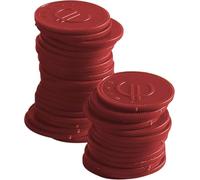 HENDI Fichas plásticas grabadas con símbolo del euro, BarUp, reutilizables, fichas monedas para pagos alternativos y vales de consumición en bares, restaurantes, eventos, 100 uds, ⌀25mm, ABS, rojo