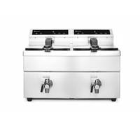 HENDI Freidora eléctrica de inducción, doble, con 2 cestas de freír y 2 tapas, control preciso de la temperatura, temporizador, 2x8L, 230V, 7000W, 580x485x(H)406mm, acero inoxidable