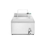HENDI Freidora eléctrica de rosquillas, donuts, T ajustable de 50°C a 190°C, zona fría, tapa sirve como bandeja de goteo, con grifo de drenaje, 12L, 230V, 3000W, 630x860x(H)360, acero inoxidable