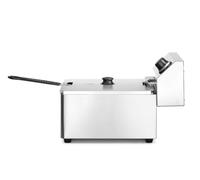 HENDI Freidora eléctrica, T ajustable hasta 190°C, termostato de seguridad, zona fría, con tapa y cesta de freír, tanque de aceite extraíble, 4L, 230V, 3000W, 217x380x(H)300mm, acero inoxidable
