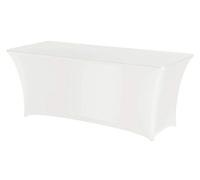 HENDI Funda de Mesa Rectangular, Mantel o Cubierta elástica para Eventos, Banquetes y bufés, Lavable y Reutilizable, 1200x760x(H) 730mm, Punto Liso, Blanco, poliéster/Elastano