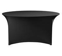 HENDI Funda de mesa redonda, mantel o cubierta elástica para eventos, banquetes y bufés, lavable y reutilizable, ø1800x(H)760mm, punto liso, negro, poliéster/elastano