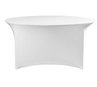 HENDI Funda de mesa redonda, mantel o cubierta elástica para eventos, banquetes y bufés, lavable y reutilizable, ø1800x(H)760mm, punto liso, blanco, poliéster/elastano