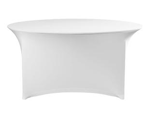 HENDI Funda de mesa redonda, mantel o cubierta elástica para eventos, banquetes y bufés, lavable y reutilizable, ø1800x(H)760mm, punto liso, blanco, poliéster/elastano