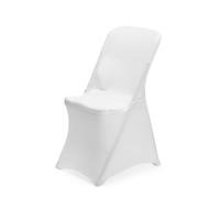 HENDI Funda para sillas plegables, cubierta protectora extraíble elástica para eventos, banquetes y bufés, lavable y reutilizable, 540x440x(H)840mm, punto liso, blanco, poliéster/elastano