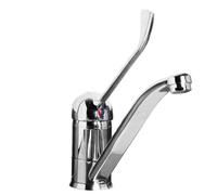 HENDI grifo de cocina con manija larga, grifo de agua, grifo de fregadero, orificio de montaje necesario: ø35 mm, manija larga para facilitar la mezcla de agua caliente y fría, de acero inoxidable