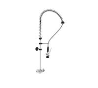 HENDI Grifo de Cocina Profesional, Mezclador Doble de Fregadero con Ducha de Pre-lavado de Alta Presión, Altura 1030mm, Abertura 27mm, Conexiones G1/2'', Acero Inoxidable