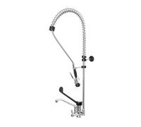HENDI Grifo de Cocina Profesional, Mezclador Monomando de Fregadero con Caño Giratorio y Ducha de Pre-lavado de Alta Presión, Altura 1060mm, Abertura 32,5mm, Conexiones G3/8'', Acero Inoxidable