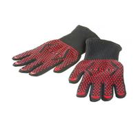 HENDI Guantes para Barbacoa, 1 Par, Resistentes al Calor hasta 250°C, Guantes de Protección Térmicos para Horno, Parrilla o Cocina, 30cm de Largo, Aramida, Negro y Rojo