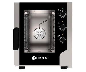 HENDI Horno mixto de convección a vapor con controles analógicos, 5xGN 2/3, ventilador con inversión automática, 5 niveles de vapor, 100-270°C, 230V, 3200W, 550x754x(H)662mm, acero inoxidable