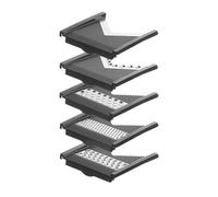 HENDI Juego de 5 cuchillas intercambiables para la mandolina de HENDI 222614, piezas de respuesto, hojas de corte, para rallar, cortar, triturar alimentos, negro, acero ibnoxidable, ABS