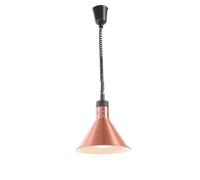 HENDI Lámpara de calor colgante, altura ajustable, cónica, lámpara térmica de cocina para calentar alimentos, lámpara de infrarrojos, 230V, 250W, Ø275x(H)250mm, aluminio, color cobre