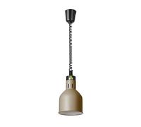 HENDI Lámpara de calor colgante de altura ajustable, cilíndrica, lámpara térmica de infrarrojos para cocina y mantenimiento de alimentos calientes, 230V, 250W, ø175x(H)250mm, aluminio color beis