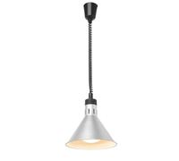 HENDI Lámpara de calor colgante de altura ajustable, cónica, lámpara térmica de infrarrojos para cocina y mantenimiento de alimentos calientes, 230V, 250W, Ø275x(H)250mm, aluminio color plata