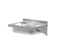 HENDI Lavabo de pared, Fregadero Frente Visto, dimensiones interiores: 350 x 250 x 100 mm, desagüe: 52 mm, apertura para grifos: diámetro 35 mm, 400 x 295 x 145 mm, acero inoxidable