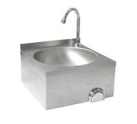 HENDI Lavamanos de Cocina con Grifo de Rodilla, Fregadero Higiénico, Desagüe Ø52mm, 400x428x(H)406mm, Acero Inoxidable