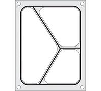 HENDI Matriz, marco, molde, de sellado, 330005 Termoselladora de bandejas, junta de silicona negra, adecuado para envase de 3 secciones 227x178 mm, aluminio pulido