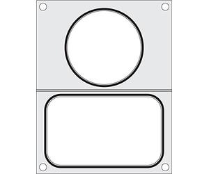HENDI Matriz, marco, molde, de sellado, 330005 Termoselladora de bandejas, junta de silicona negra, adecuado para 2 envases individuales de 178x113 mm y diámetro 115 mm, aluminio pulido