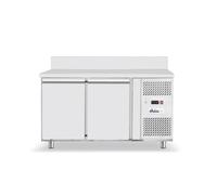 HENDI Mesa de congelación Arktic de 2 puertas con 2 estantes ajustables para GN 1/1, -22/-18°C, 280 L, descongelación automática, pantalla digital, 230V/600W, 1360x700x(H)850 mm, acero inoxidable