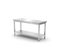 HENDI Mesa de trabajo central,encimera reforzada con estante, atornillada, patas ajustables,para hoteles, restaurantes, bares, cocinas,centros de elaboración,200x600x(H)850mm,acero inoxidable