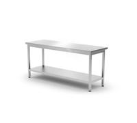 HENDI Mesa de Trabajo para Uso intensivo, Resistente, con Estante, 600mm de Profundidad, Mesa de Cocina, para automontaje, pies Regulables en Altura, 1800x600x(H) 850mm, Acero Inoxidable
