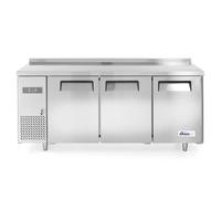 HENDI Mesa refrigerada Arktic de 3 puertas con 3 estantes ajustables, -2/8°C, 390 L, descongelación automática, pantalla digital, 230V/270W, 1800x600x(H) 800 mm, acero inoxidable