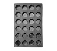 HENDI Molde de silicona cilíndrico, antiadherente, para hornear, congelar y monoporciones: -30 a 230°C, molde de 24 cavidades redondas de ⌀7cm para muffins, magdalenas, 570x375x(H)40mm