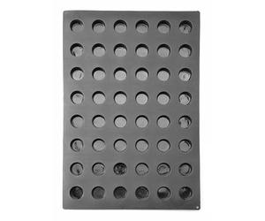HENDI Molde de silicona cilíndrico, antiadherente, para hornear, congelar y monoporciones: -30 a 230°C, molde de 48 cavidades redondas de ⌀3,5cm para mini muffins, mini magdalenas, 570x375x(H)25mm