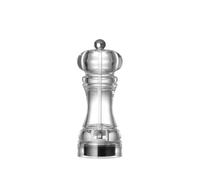 HENDI Molinillo de pimienta, pimentero, triturador de cerámica duradero, ajustable en 4 pasos de fino a grueso, con tapa fácil de remover para el relleno, ABS y PMMA, ø58x(H)146mm, transparente