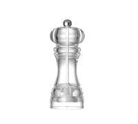 HENDI Molinillo de sal, salero, triturador de cerámica duradero, no ajustable que garantiza una molienda uniforme, con tapa fácil de remover para el relleno, ABS y PMMA, ø58x(H)146mm, transparente