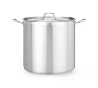 HENDI Olla de cocina, alta, con tapa con orificios de salida de vapor, con fondo de inducción continuo, apta para todas las fuentes de calor y el lavavajillas, 50L, ø400x(H)400mm, acero inoxidable