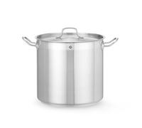 HENDI Olla de cocina, alta, con tapa con orificios de salida de vapor, fondo de inducción continuo, apta para todas las fuentes de calor y el lavavajillas, 16L, ø280x(H)260mm, acero inoxidable