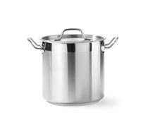 HENDI Olla de cocina, alta, con tapa con orificios de salida de vapor, fondo de inducción continuo, apta para todas las fuentes de calor y el lavavajillas, 6L, ø200x(H)190mm, acero inoxidable