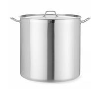 HENDI Olla de cocina, alta, con tapa con orificios de salida de vapor, fondo de inducción continuo, apta para todas las fuentes de calor y el lavavajillas, 95L, ø500x(H)500mm, acero inoxidable