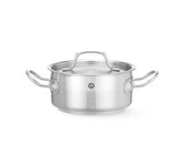 HENDI Olla de cocina, baja, con tapa con orificios de salida de vapor, con fondo de inducción continuo, apta para todas las fuentes de calor y el lavavajillas, 1.5L, ø160x(H)75mm, acero inoxidable