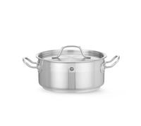 HENDI Olla de cocina, baja, con tapa con orificios de salida de vapor, fondo de inducción continuo, apta para todas las fuentes de calor y el lavavajillas, 2.8L, ø200x(H)90mm, acero inoxidable