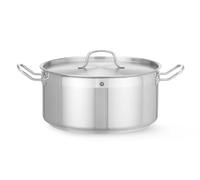 HENDI Olla de cocina, baja, con tapa con orificios de salida de vapor, fondo de inducción continuo, apta para todas las fuentes de calor y el lavavajillas, 12L, ø320x(H)150mm, acero inoxidable