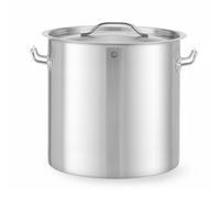 HENDI Olla de cocina con tapa, de gran capacidad: 25L, fondo de inducción continuo, apta para todas las fuentes de calor y el lavavajillas, ø345x(H)350mm, acero inoxidable