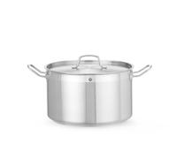 HENDI Olla de cocina, mediana, con tapa con orificios de salida de vapor, fondo de inducción continuo, apta para todas las fuentes de calor y el lavavajillas, 15L, ø320x(H)190mm, acero inoxidable