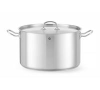 HENDI Olla de cocina, mediana, con tapa con orificios de salida de vapor, fondo de inducción continuo, apta para todas las fuentes de calor y el lavavajillas, 15L, ø320x(H)190mm, acero inoxidable