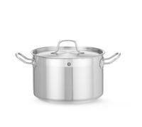 HENDI Olla de cocina, mediana,con tapa con orificios de salida de vapor, fondo de inducción continuo,apta para todas las fuentes de calor y el lavavajillas, 7L, ø240x(H)150mm,acero inoxidable