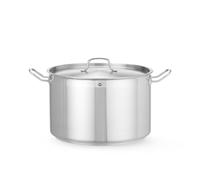 HENDI Olla de cocina, mediana, con tapa con orificios de salida de vapor, fondo de inducción continuo, apta para todas las fuentes de calor y el lavavajillas, 23.5L, ø360x(H)230mm, acero inoxidable
