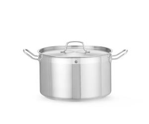 HENDI Olla de cocina, mediana, con tapa con orificios de salida de vapor, fondo de inducción continuo, apta para todas las fuentes de calor y el lavavajillas, 15L, ø320x(H)190mm, acero inoxidable