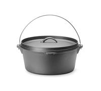 HENDI Olla de hierro fundido, caldero de brujas, con tapa y asas, para uso en fuego abierto, horno, cocina de gas, inducción, eléctrica, vitrocerámica, horno holandés, 7,2L, ø310(H)155mm
