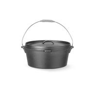 HENDI Olla de hierro fundido, caldero de brujas, con tapa y asas, para uso en fuego abierto, horno, cocina de gas, inducción, eléctrica, vitrocerámica, horno holandés, 7,2L, ø310(H)155mm